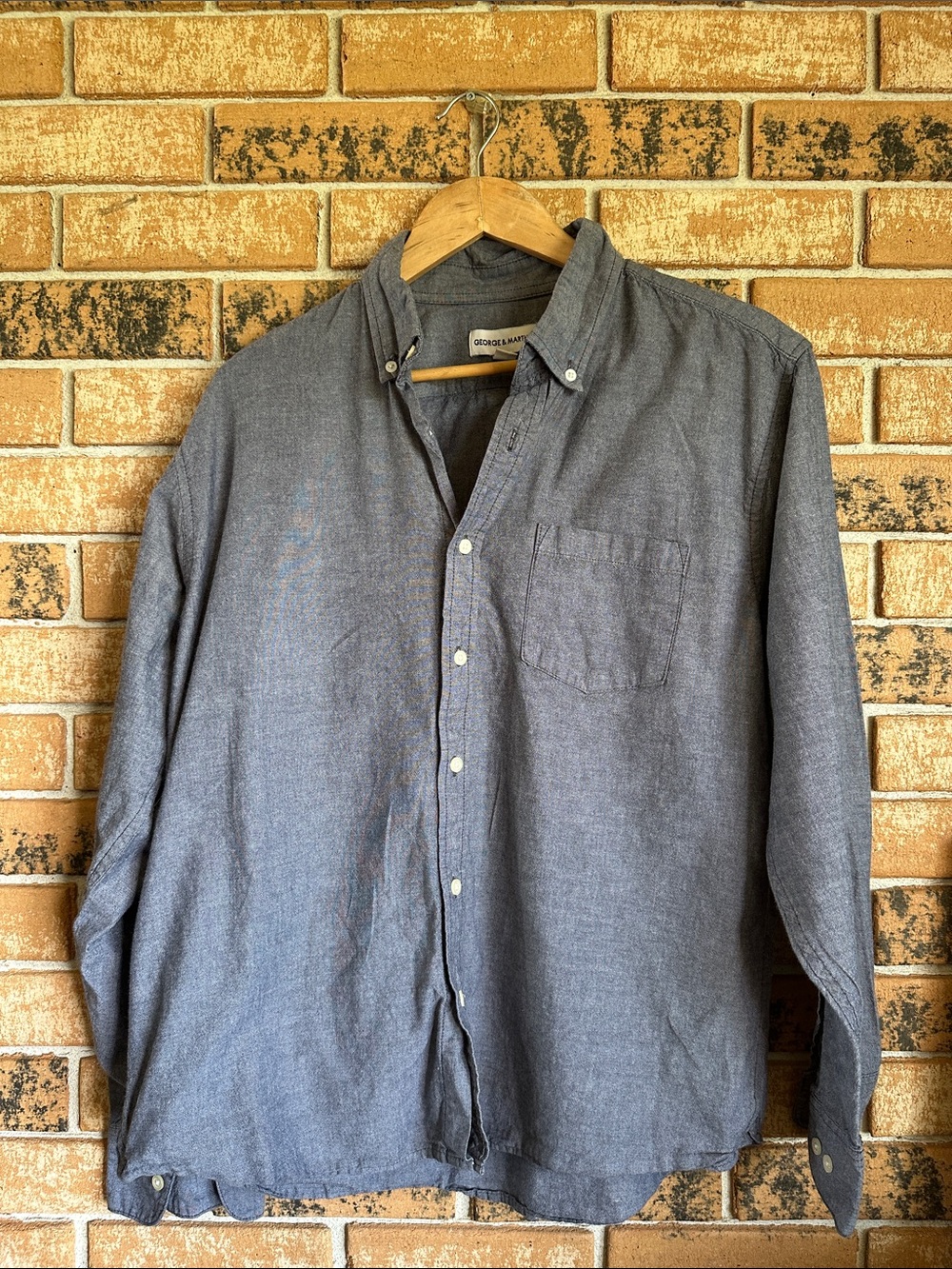 George & Mason Men's Button-Down Casual Shirt in Heather Grey